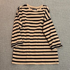 Fat Face Black and Tan Striped Top